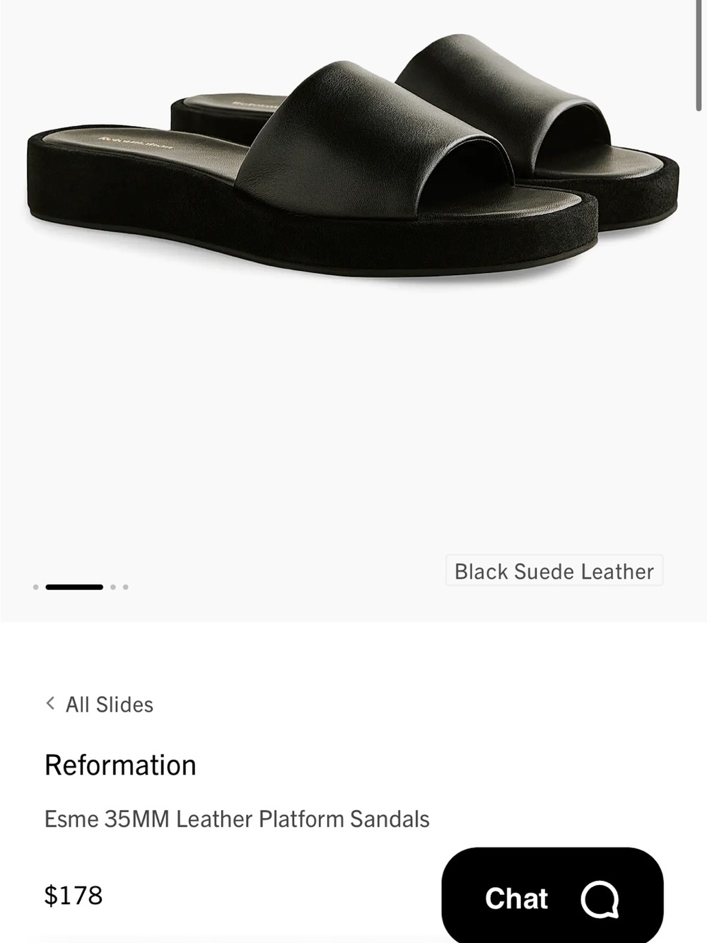Reformation Esme Black Leather Platform Sandals NWOT